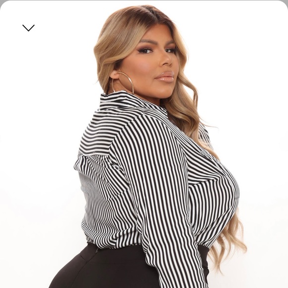 Plus Size Striped Button Down - Picture 3 of 3